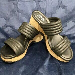 Clarks Collection - Women's Chelseah Path Wedge Sandal - Black - Size US 9